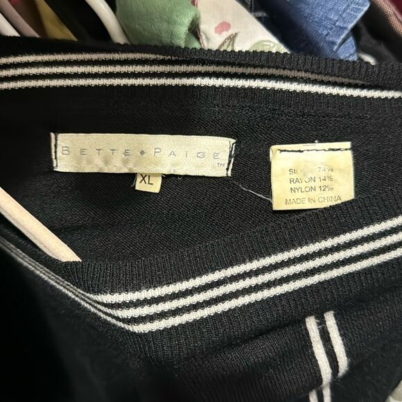 Bette Paige Vintage Silk Blend Black & White Off Shoulder Sweater XL - Picture 7 of 7